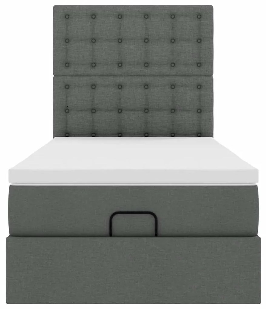 Estrutura cama otomana colchão 80x200 cm tecido cinzento escuro