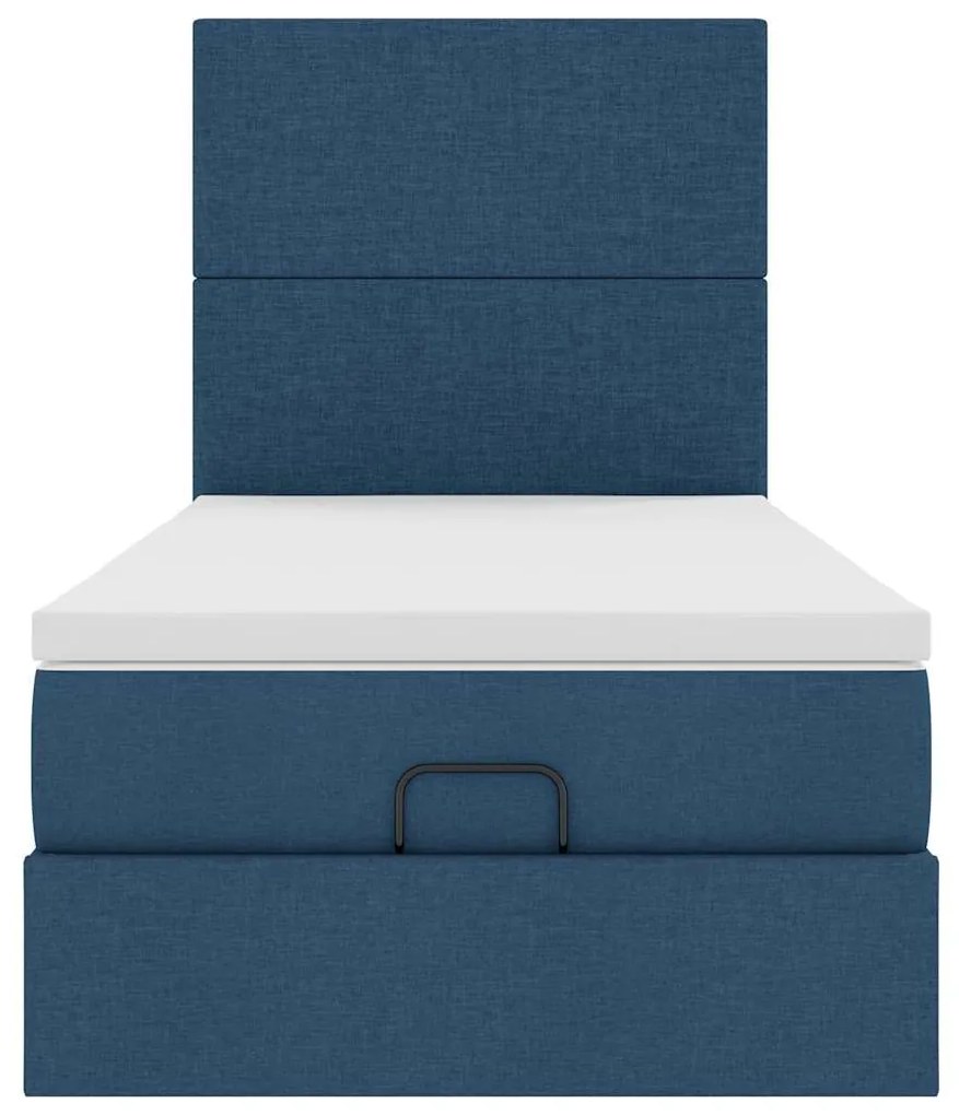 Cama otomana com colchão 90x200 cm tecido azul
