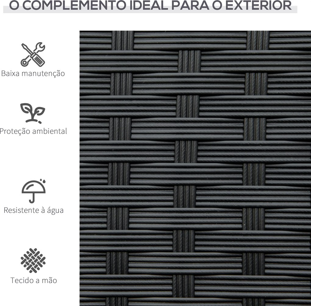 Banco Jardim Lounge Cadeira 2 Lugares Móveis para Jardim Exterior Terraço 2 Lugares Rattan Sintético Carga 320kg 122x60x87cm Estrutura Aço