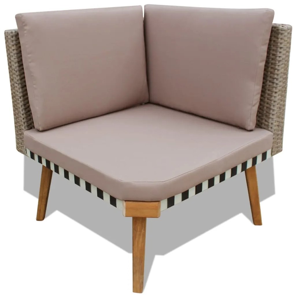 4 pcs conjunto lounge de jardim c/ almofadões vime PE cinzento