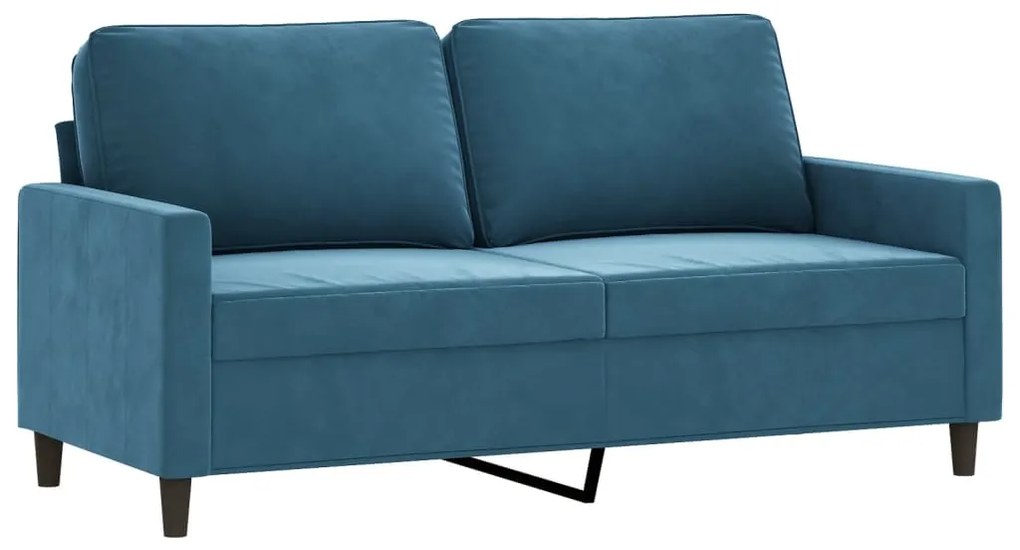 2 pcs conjunto de sofás com almofadões veludo azul