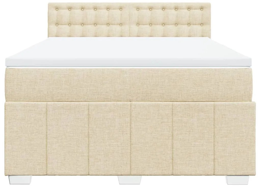 Cama com molas/colchão 140x200 cm tecido cor creme
