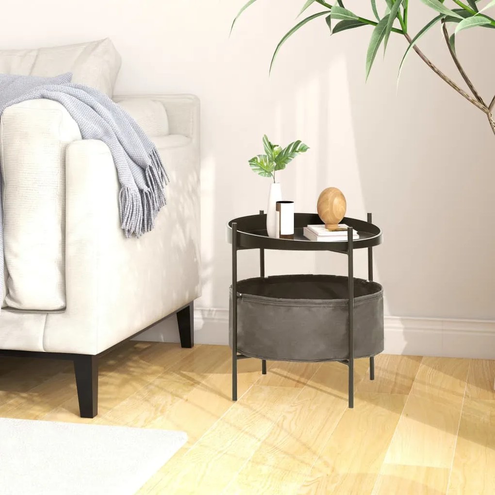 vidaXL Mesa de apoio c/ cesto 40x40x45,5 cm cinzento