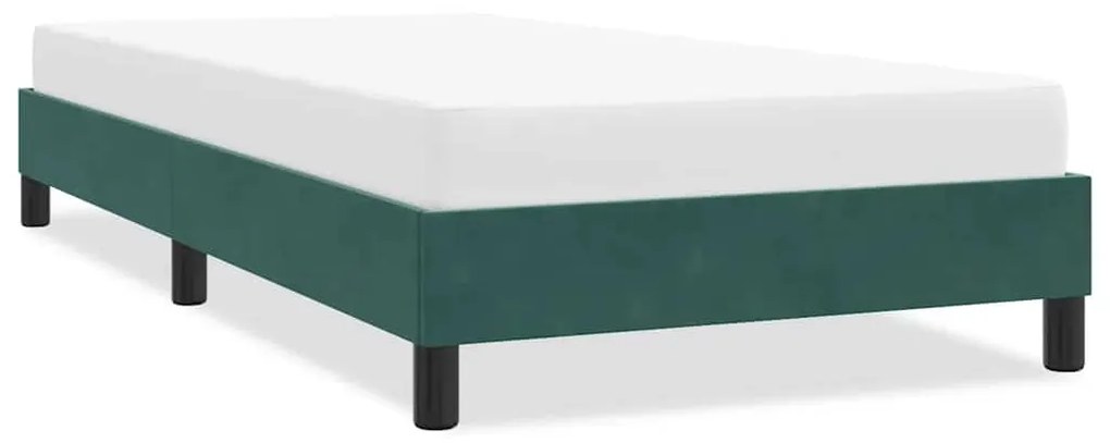 Estrutura de cama sem colchão 90x220 cm veludo verde-escuro