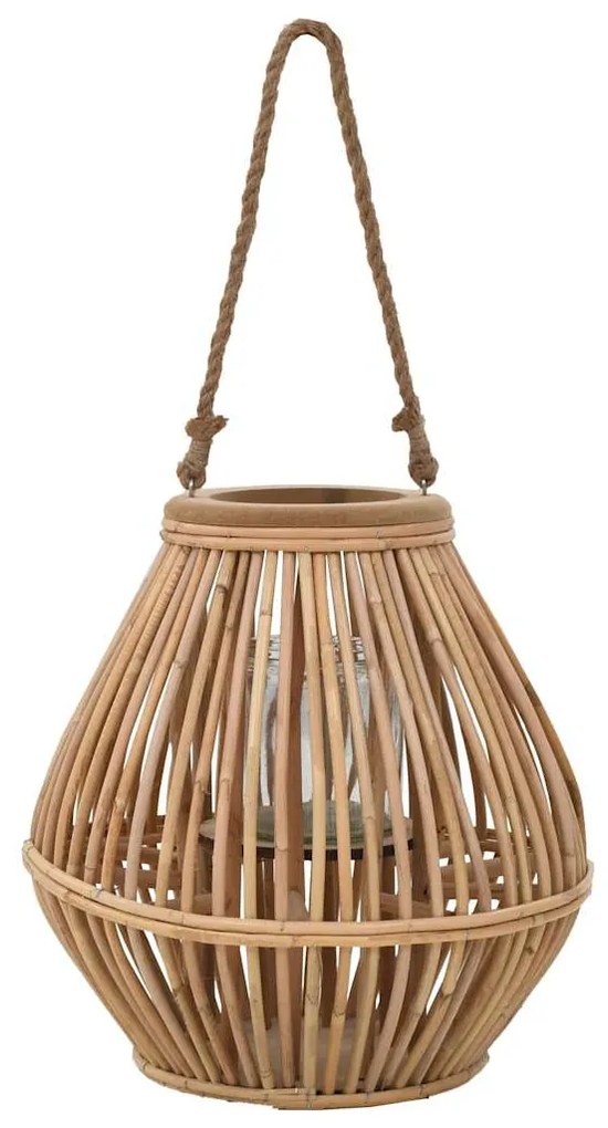 Suporte para vela suspenso em vime natural