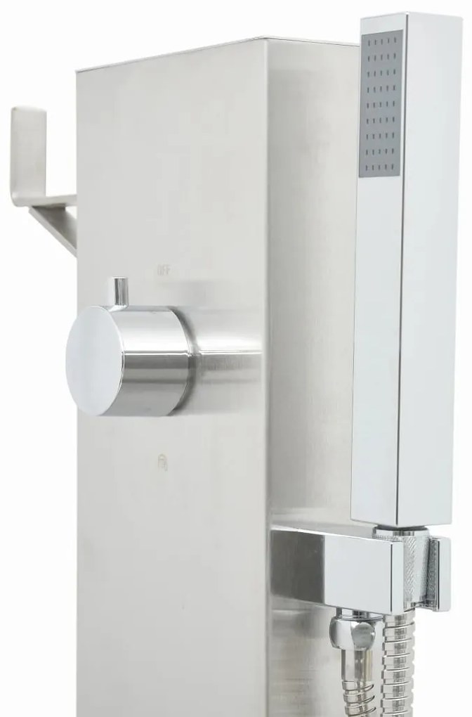 Duche de jardim com torneira 110 cm aço inoxidável