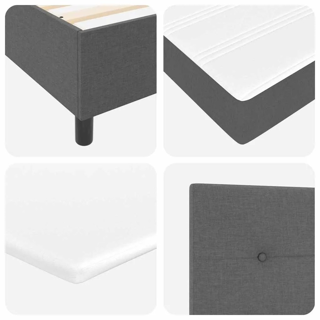 Cama Box com Colchão e LED Cinza Escuro, 140x190 cm Tecido