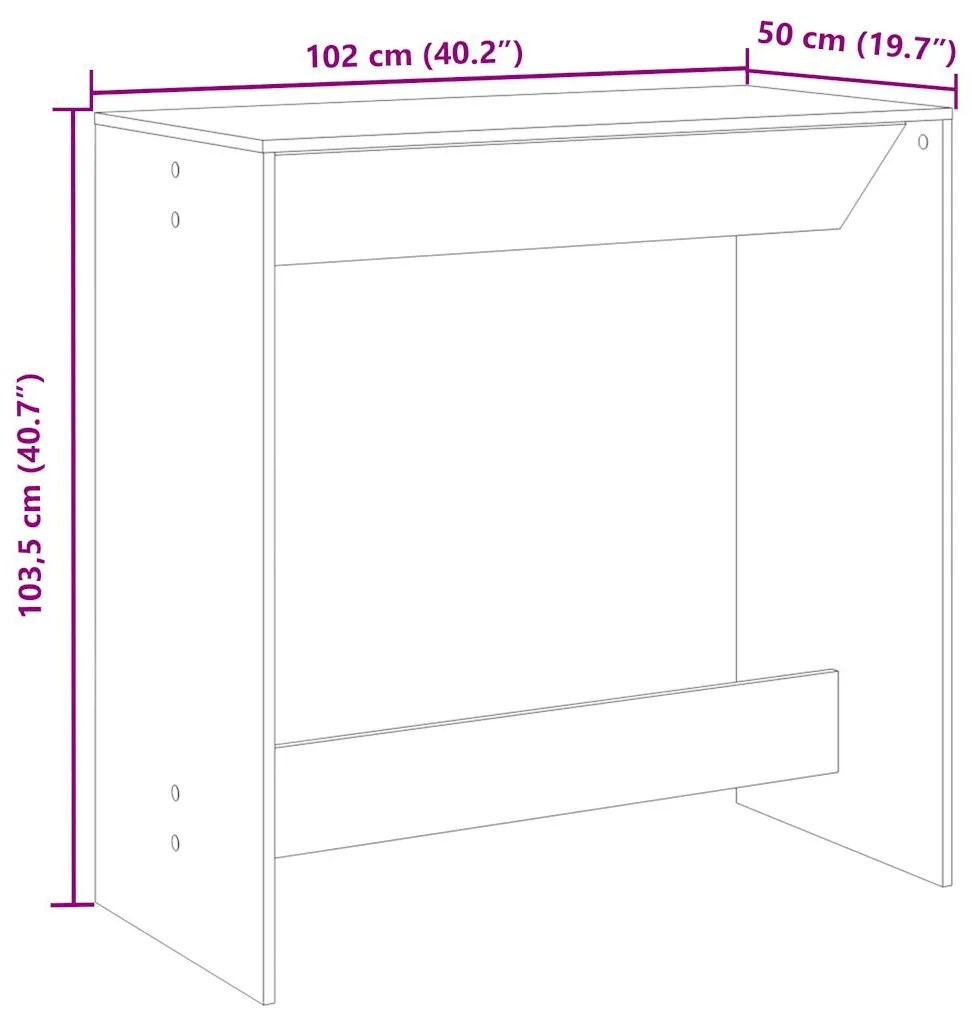 Mesa de bar 102x50x103,5 cm derivados madeira carvalho castanho