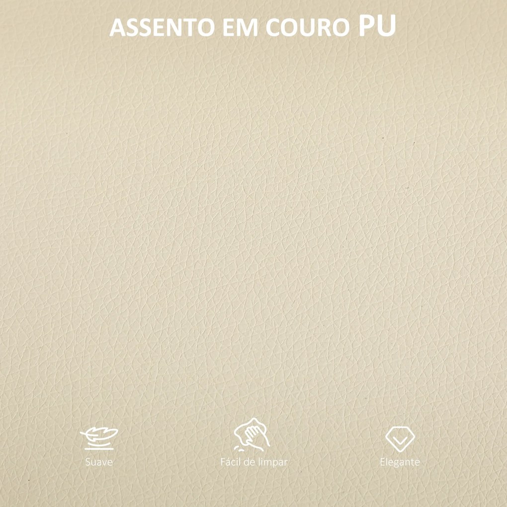 Conjunto de 2 Bancos de Bar Bancos Altos de Cozinha com Encosto em Vime Assento em PU Estrutura de Aço 45x50x97 cm Creme