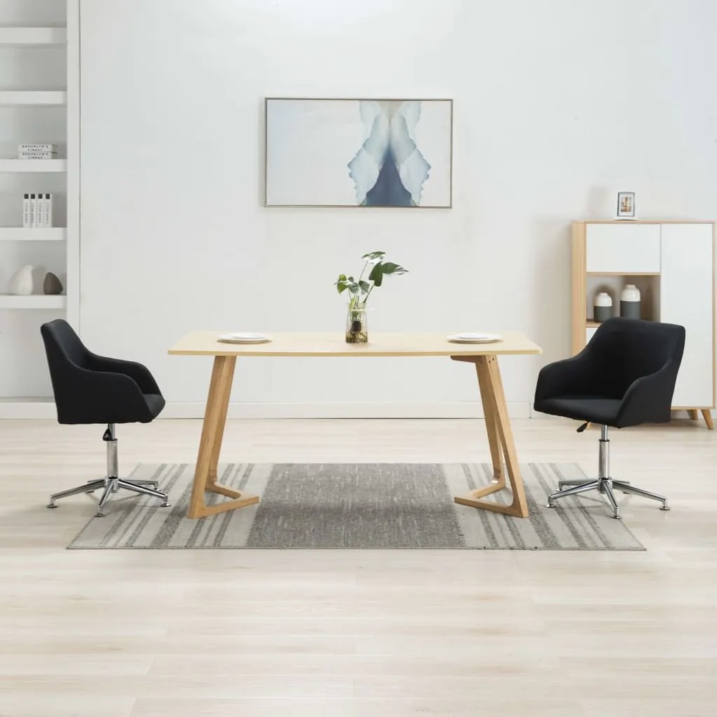 vidaXL Cadeiras de jantar giratórias 2 pcs tecido preto