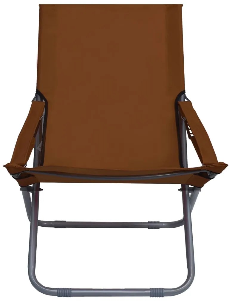 Cadeiras de praia dobráveis 2 pcs tecido castanho