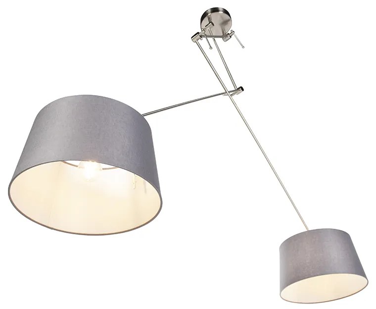 Candeeiro de suspensão com tons de linho cinzento escuro 35 cm - aço Blitz II Moderno