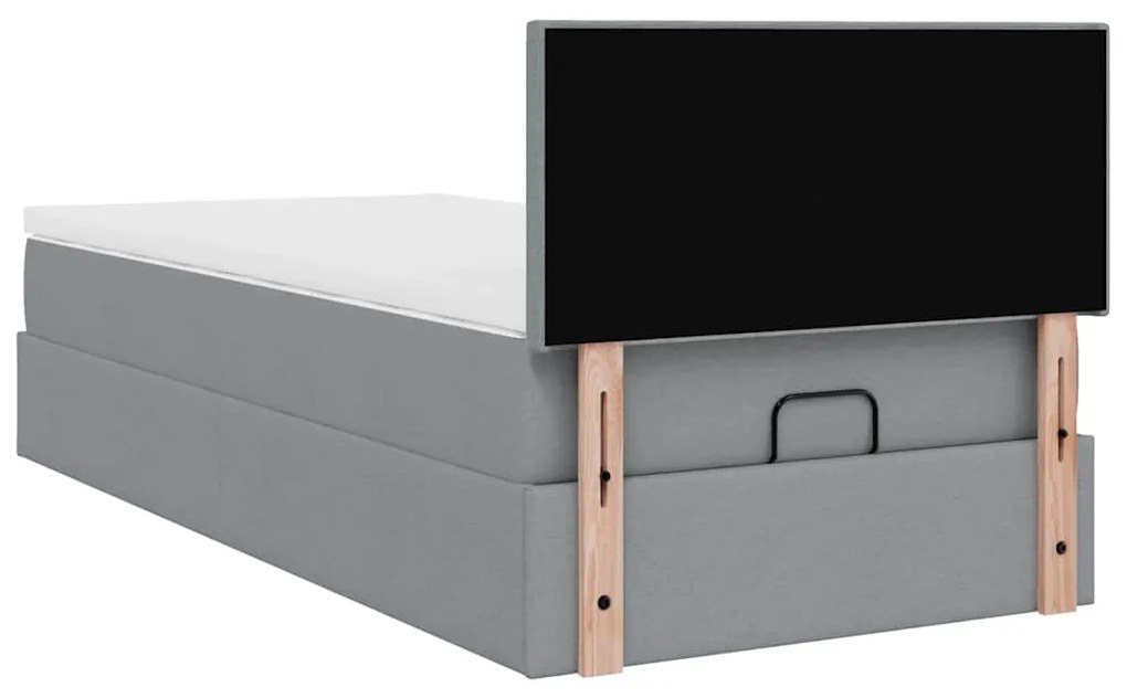 Cama otomana com colchão 100x200 cm tecido cinzento claro