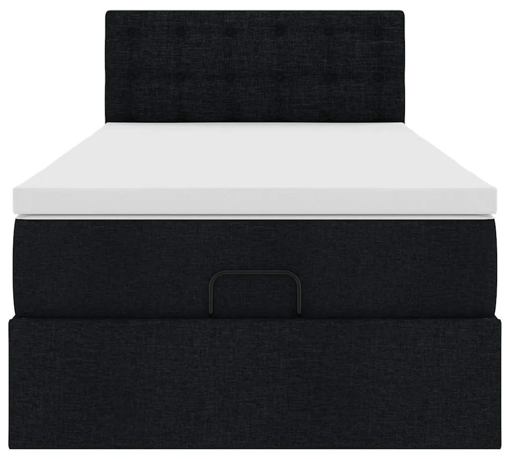 Cama otomana com colchão 100x200 cm tecido preto