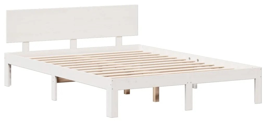 Cama com estante sem colchão 140x200 cm pinho maciço branco