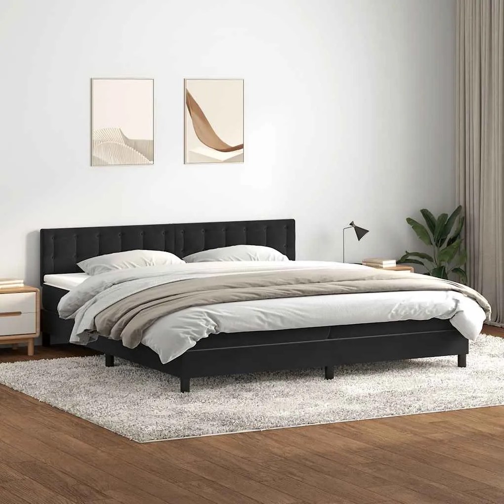 vidaXL Cama com molas/colchão 180x220 cm veludo preto