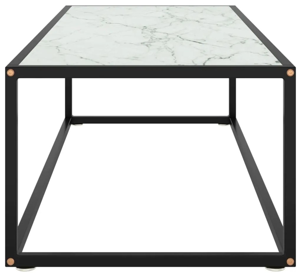 Mesa de centro 120x50x35 cm preto com vidro mármore branco