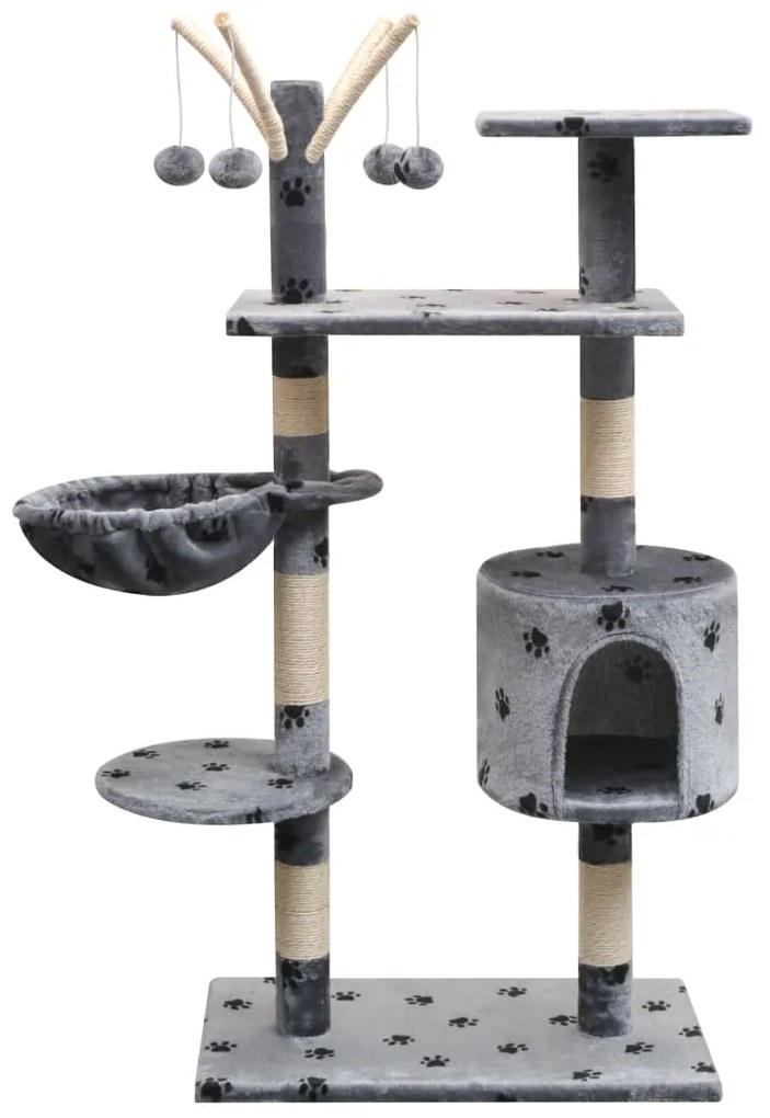 vidaXL Árvore para gatos c/ postes arranhadores sisal 125 cm cinzento