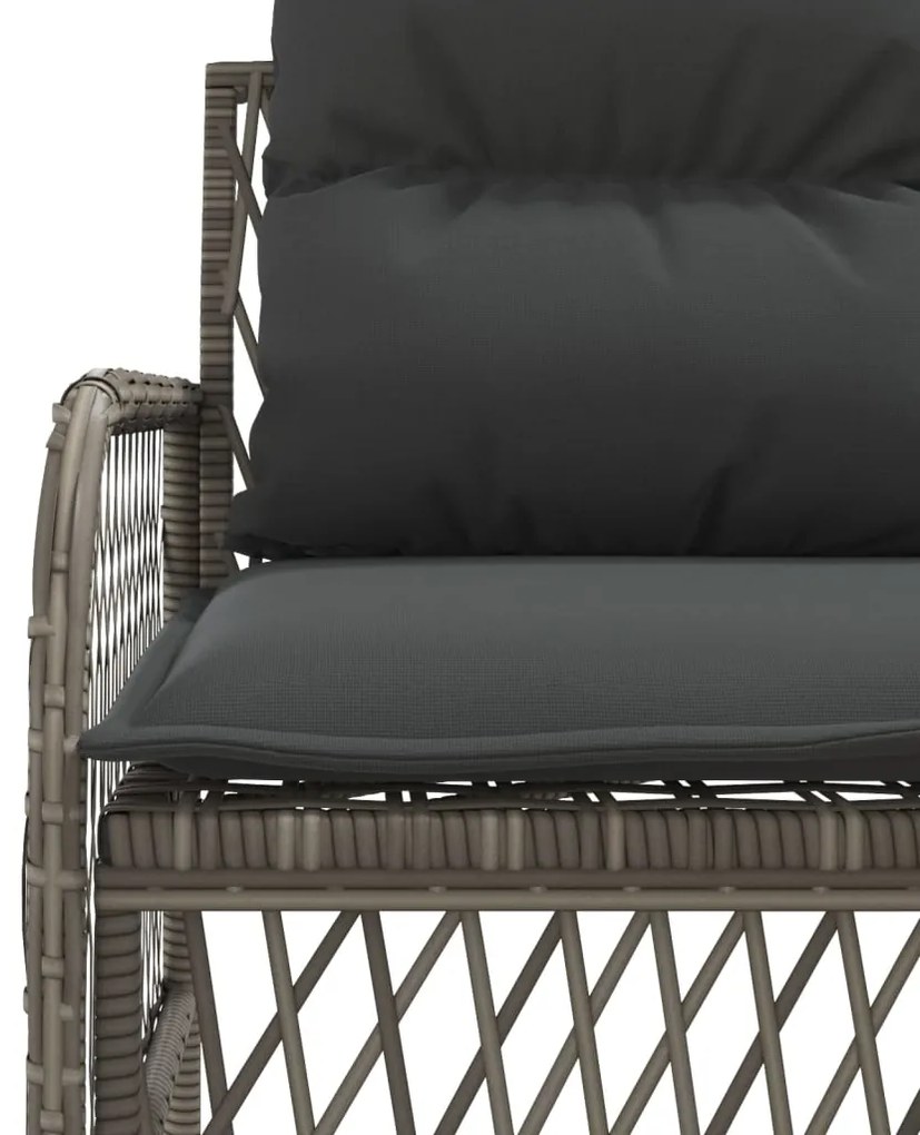 2 pcs conjunto sofás de jardim c/ almofadões vime PE cinzento