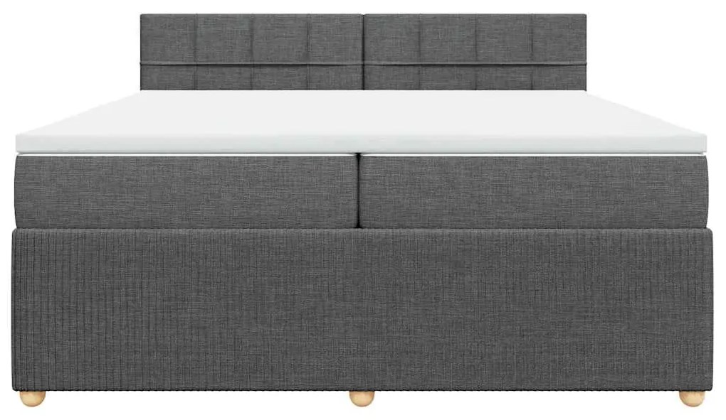 Cama com molas/colchão 200x200 cm tecido cinzento-escuro