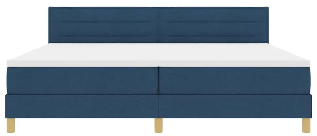 Cama Box Spring com Colchão &amp; LED Azul 200x200 cm Tecido