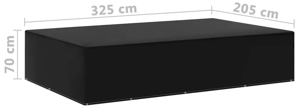 Capas para mobiliário de jardim 2 pcs c/ 12 ilhós 325x205x70 cm