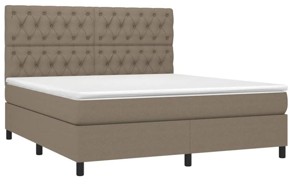 Cama box spring colchão/LED 160x200 cm tecido cinza-acastanhado