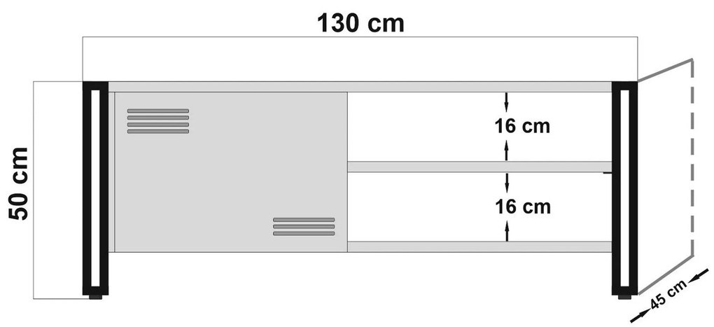 Móvel TV Cosmo – Pinheiro Atlântico e Preto – 130x50x45 cm