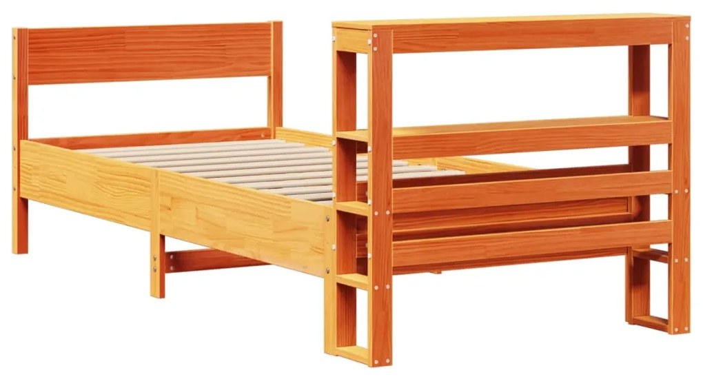 Cama sem colchão 90x190 cm madeira de pinho maciça castanho-mel