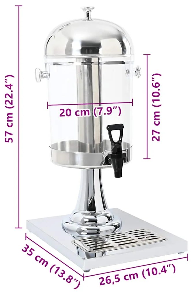 Dispensador de sumo aço inoxidável 8 L