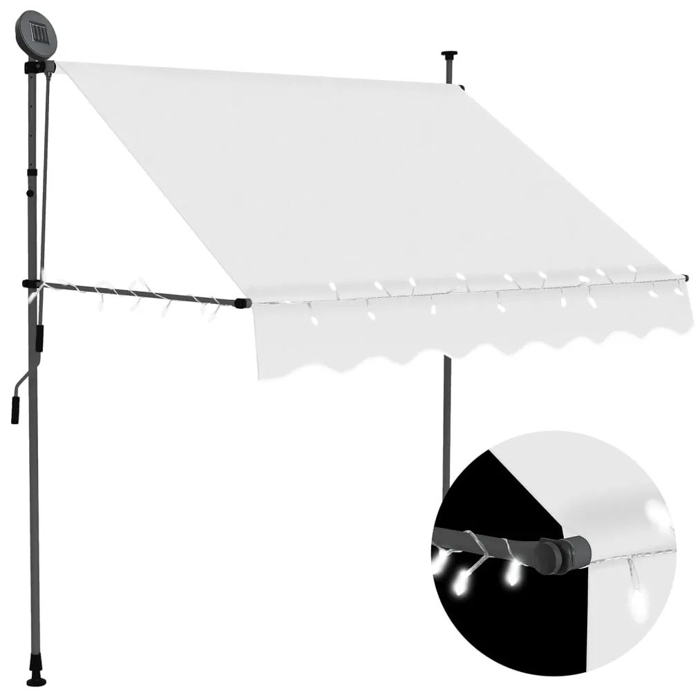Toldo retrátil manual com LED 100 cm creme