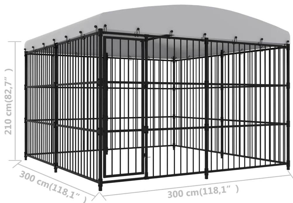 Canil com telhado de exterior 300x300x210 cm