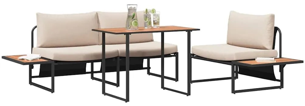 Conjunto de Jantar de Jardim de 3 Peças com Almofadas em Taupe