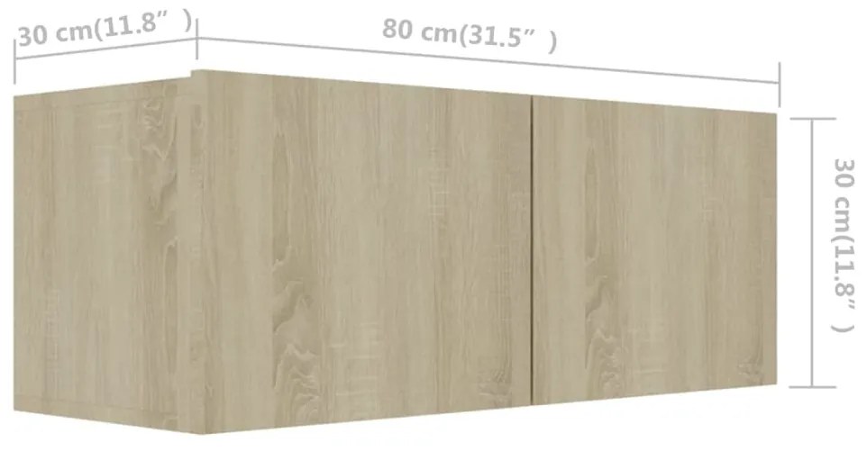 2 pcs conjunto móveis de TV derivados madeira carvalho sonoma