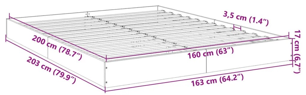Estrutura de cama 160x200 cm derivados de madeira cinza cimento