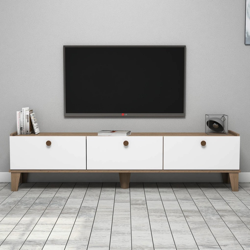 Móvel TV Sumer – Carvalho e Branco – 178x44,8x34,6 cm