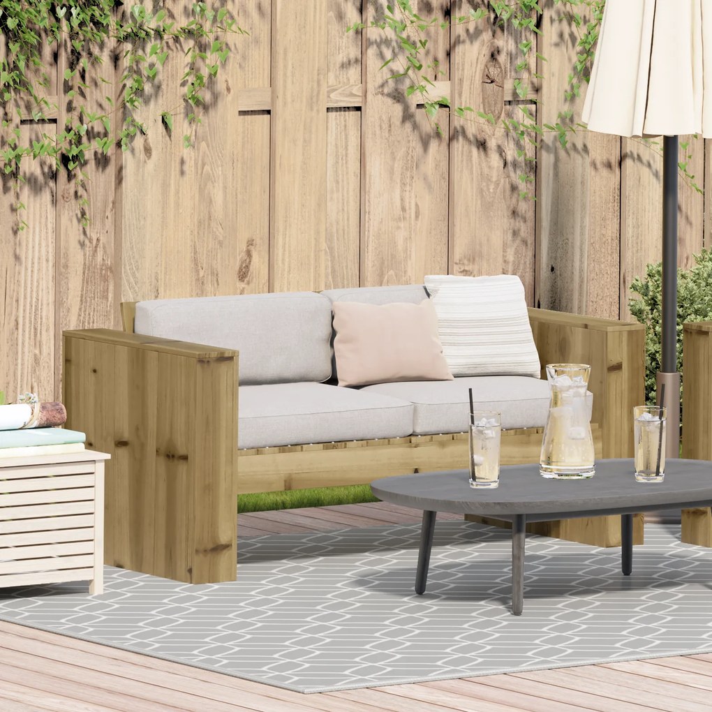 vidaXL Sofá de Jardim para 2 Pessoas 134x60x62 cm Madeira de Pinho Tratada