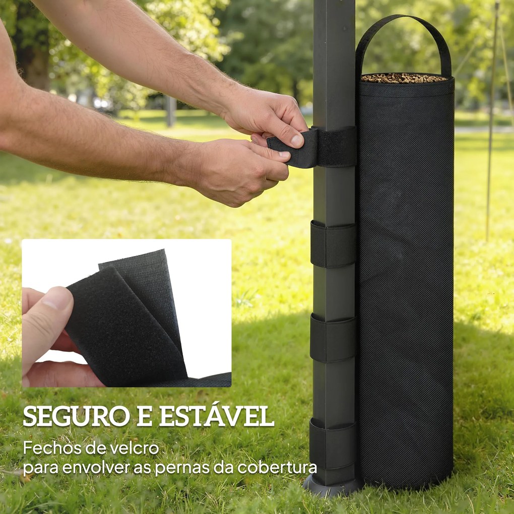Conjunto de 8 Sacos de Peso para Tendas (NÃO INCLUIDA) Sacos de Areia em Tecido Oxford 600D Para Pernas de Toldo Sem Areia Preto