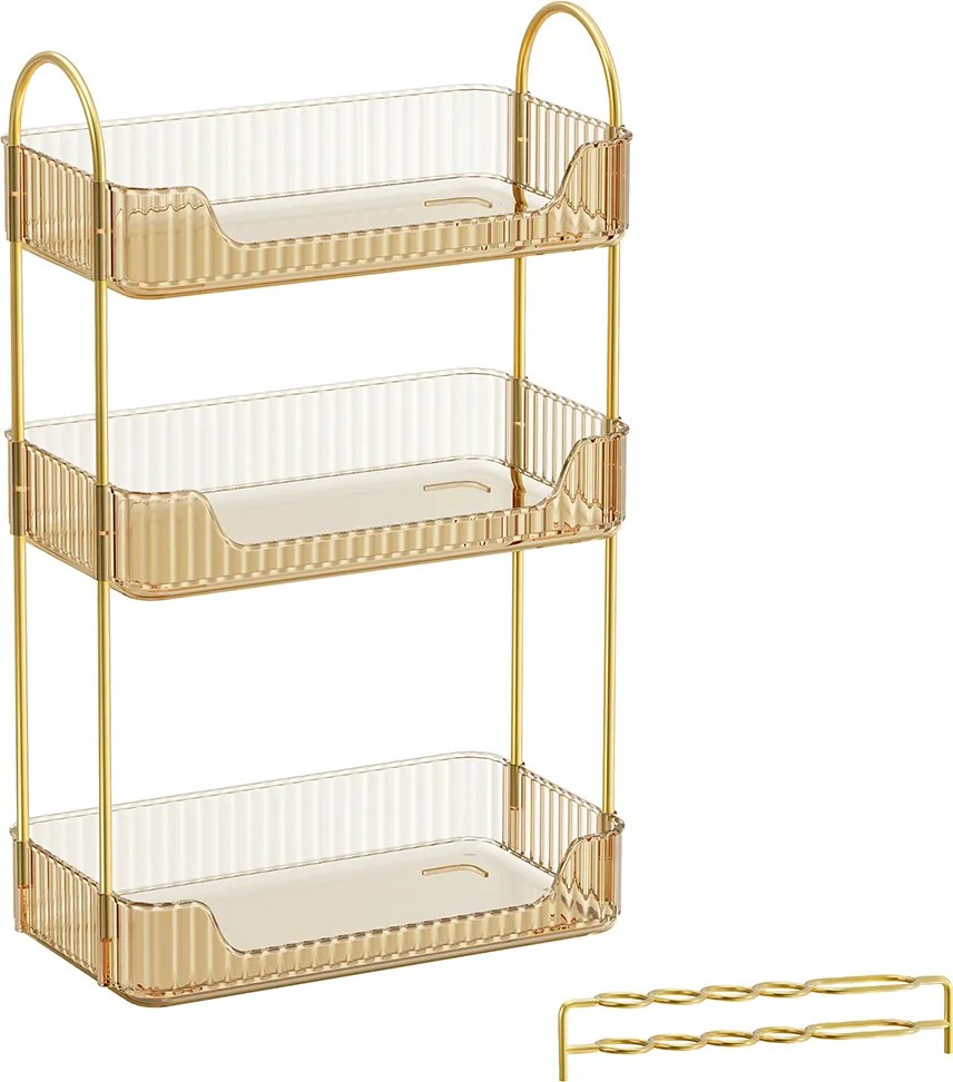 Organizador de maquilhagem retangular 30,5 x 16,8 x 48 cm – ideia para presente em dourado champanhe