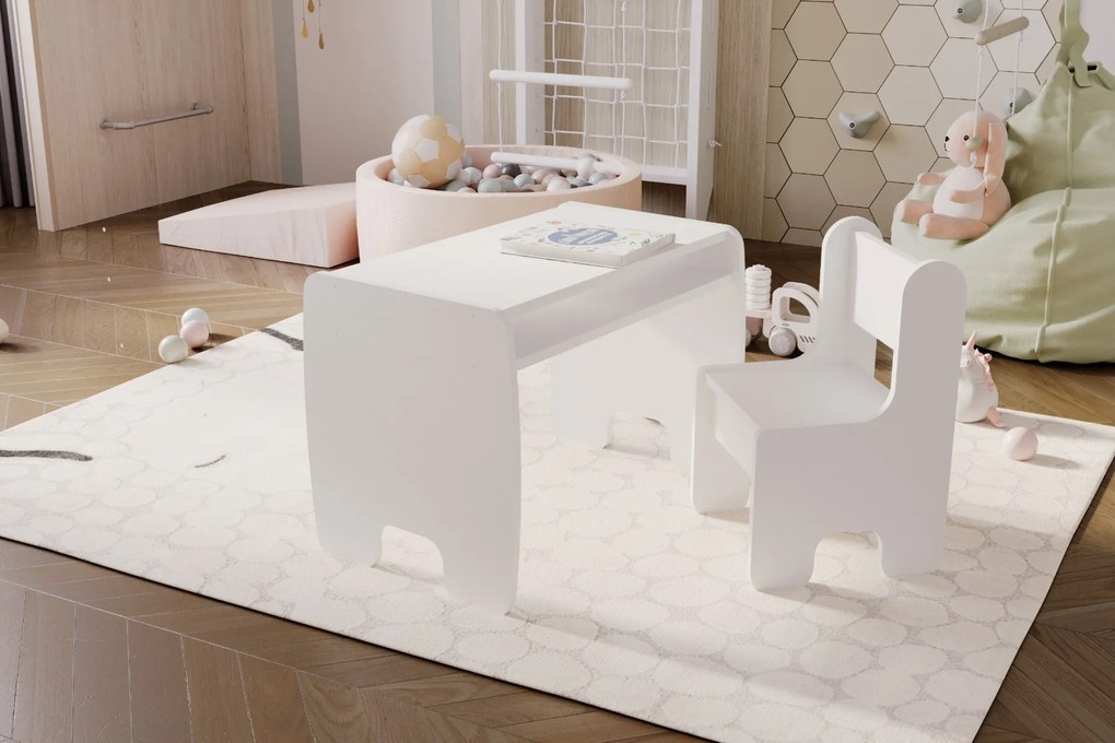 Conjunto de mesa e cadeira para crianças - Branco