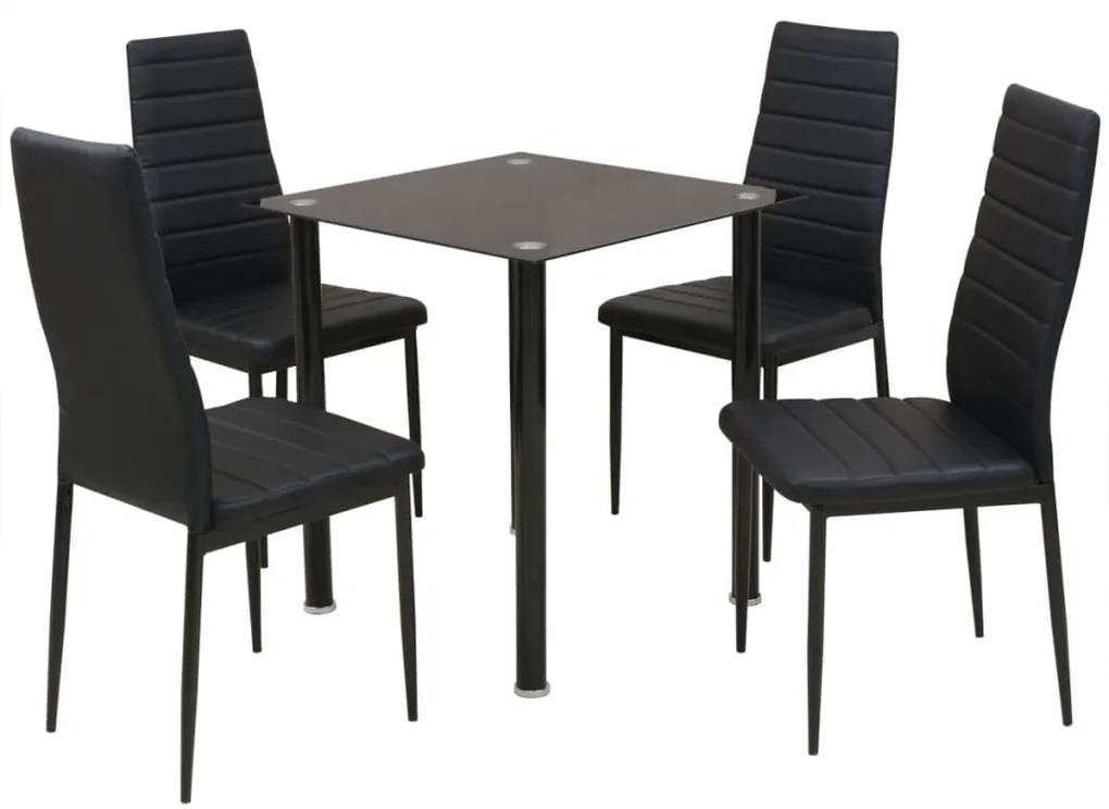 Conjunto 5 pcs de mesa de jantar e cadeiras preto