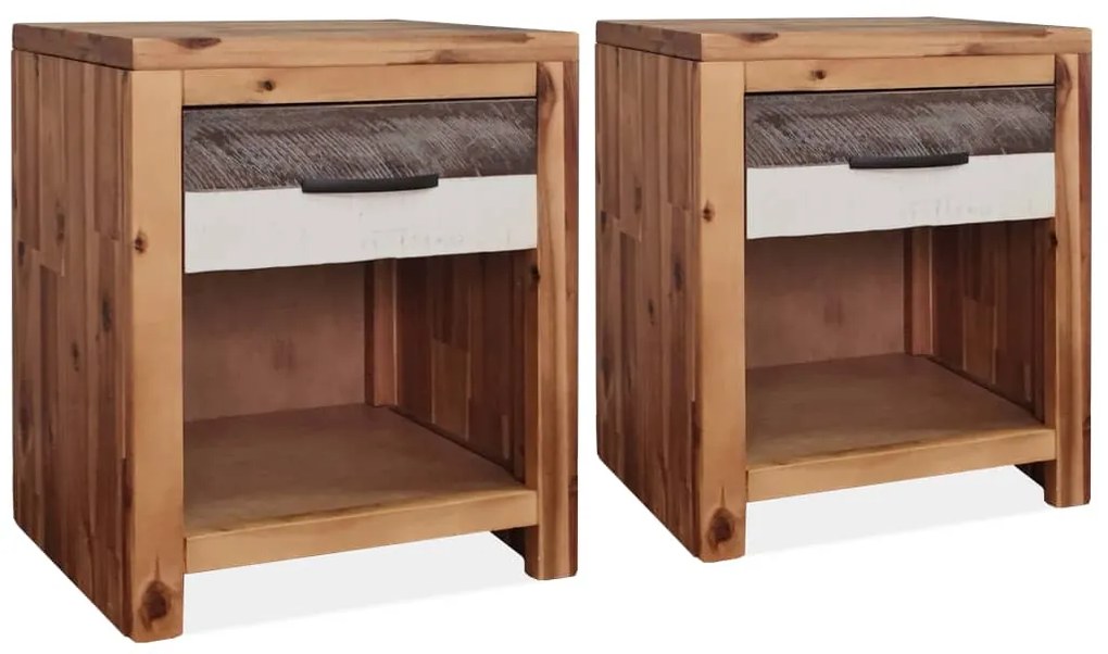 Mesa de cabeceira 2 pcs em madeira de acácia maciça 40x30x48 cm
