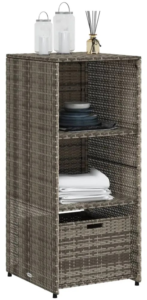Armário de arrumação para jardim 50x55x115 cm vime PE cinzento