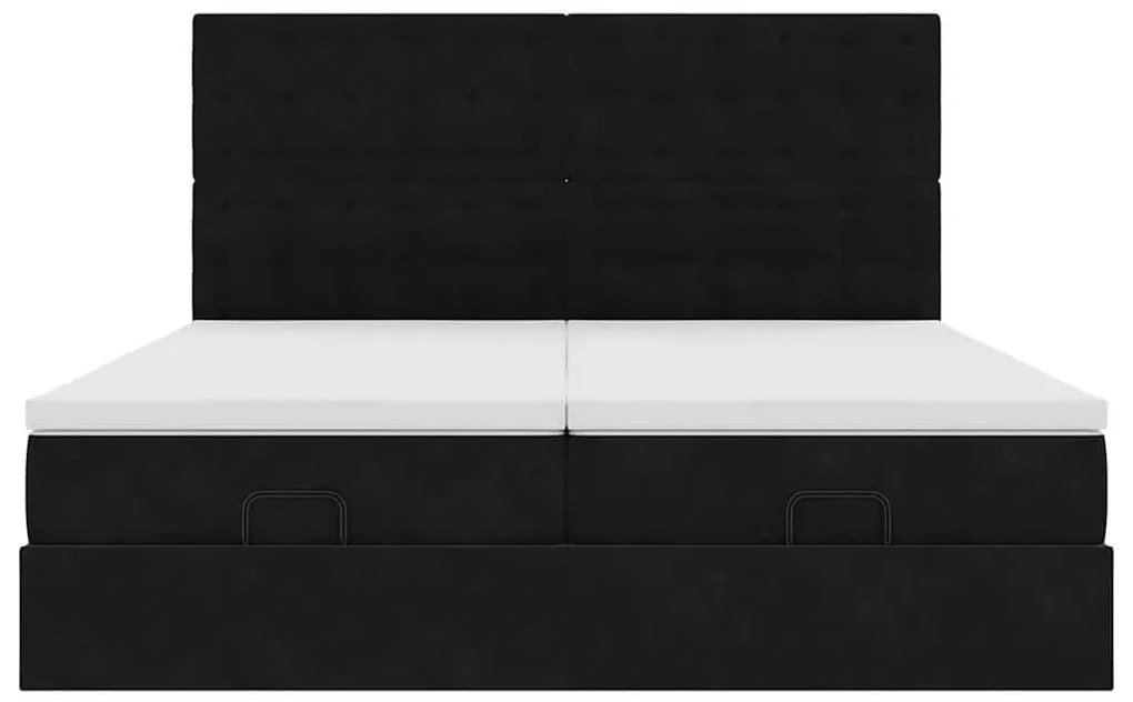 Estrutura de cama otomana com colchões 180x200cm veludo preto