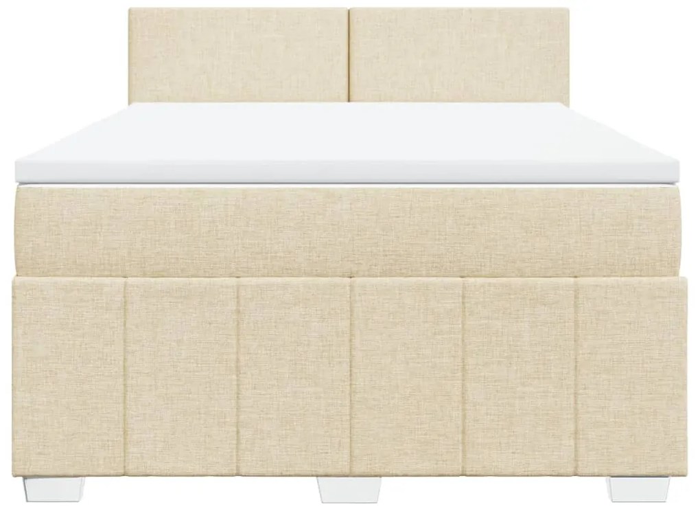 Cama com molas/colchão 160x200 cm tecido cor creme