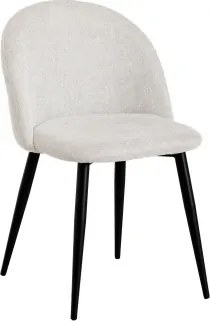 Cadeira De Jantar Estofada E Em Aço Kana Negro & Tecido Branco Quebrado - Sklum