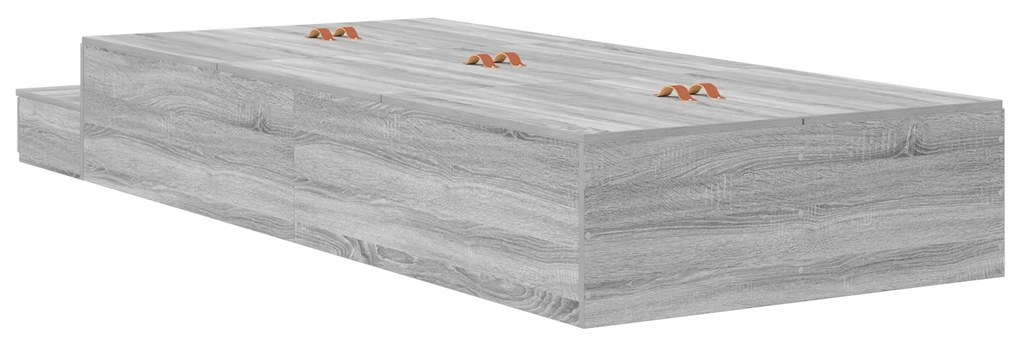 Cama de Armazenamento Cinzento Sonoma 90x190 cm