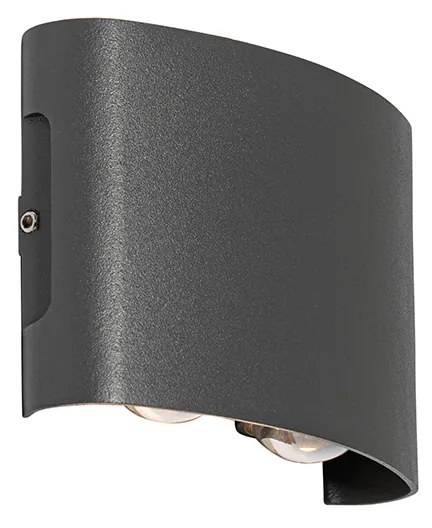 Candeeiro de parede exterior cinzento escuro com LED 4 luzes IP54 - Silly Moderno