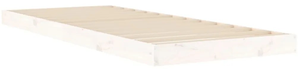 Estrutura cama de solteiro pequena 75x190cm pinho maciço branco