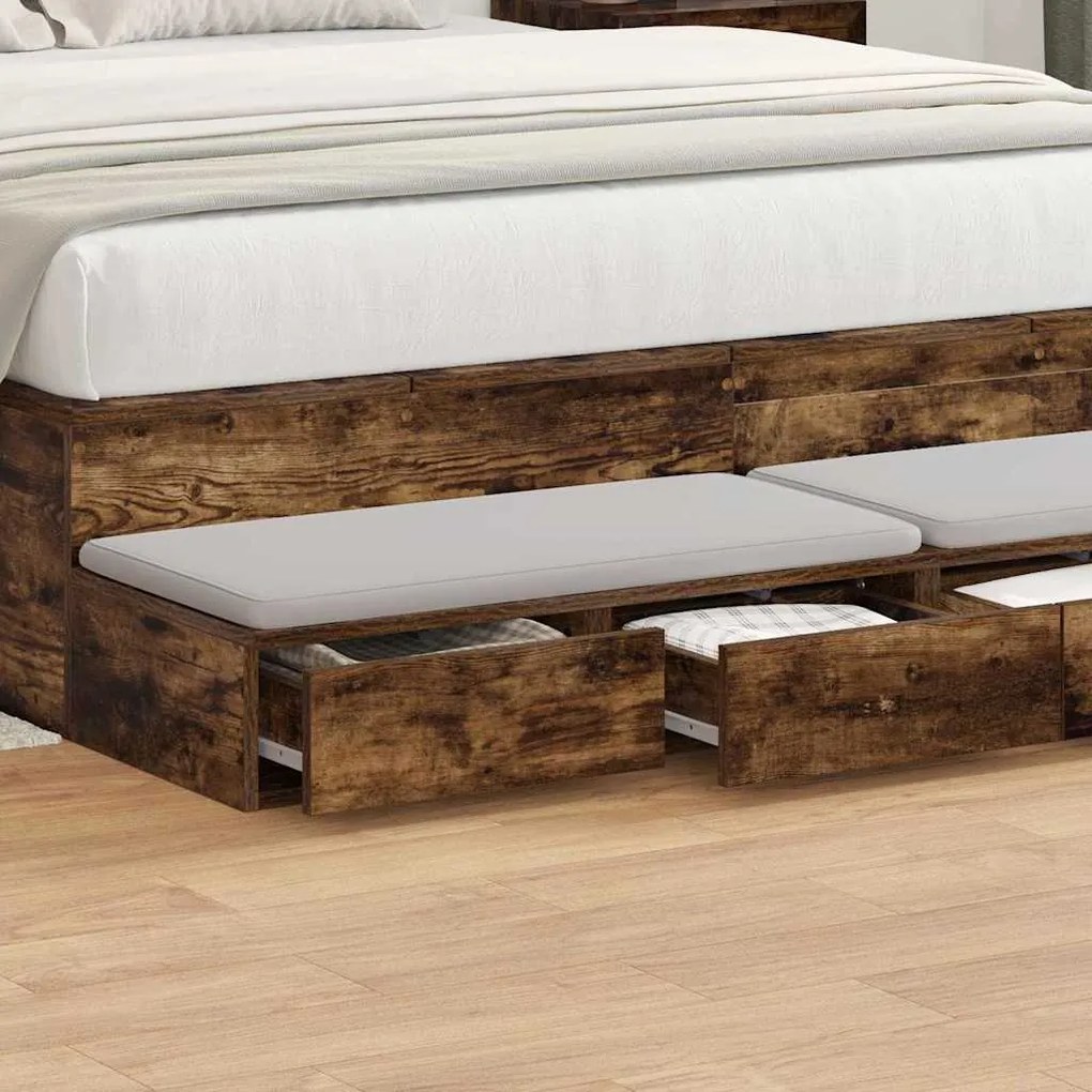 gavetas de cama Carvalho Fumado 160x36,5x16,5 cm Madeira de engenharia